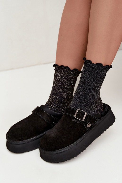 Bottes de neige en simili daim noires avec plateforme et boucles Big Star UU274698
