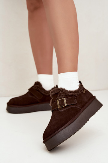 Bottes de neige en simili daim avec plateforme Big Star UU274319 CzekoladoĮe 2