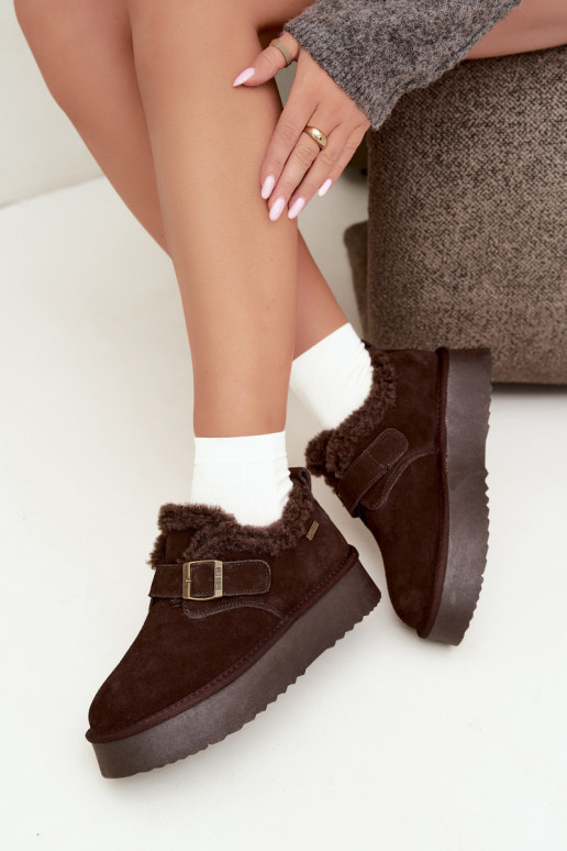 Bottes de neige en simili daim avec plateforme Big Star UU274319 CzekoladoĮe