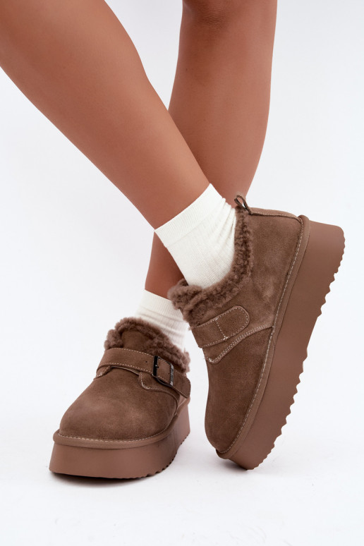 Bottes de neige en simili daim couleur sable avec plateforme Big Star UU274318
