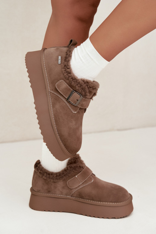 Bottes de neige en simili daim couleur sable avec plateforme Big Star UU274318