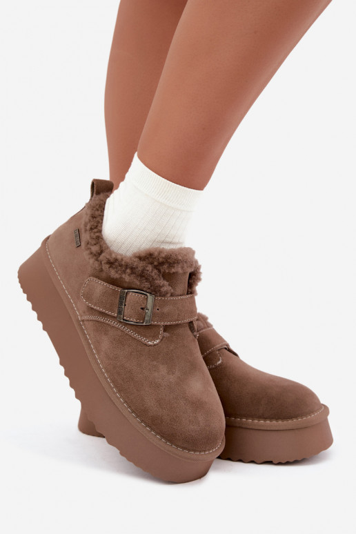 Bottes de neige en simili daim couleur sable avec plateforme Big Star UU274318