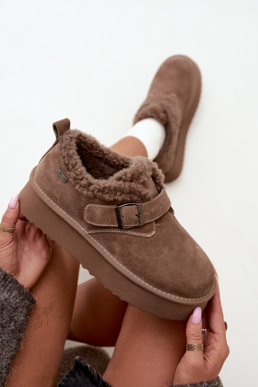 Bottes de neige en simili daim couleur sable avec plateforme Big Star UU274318