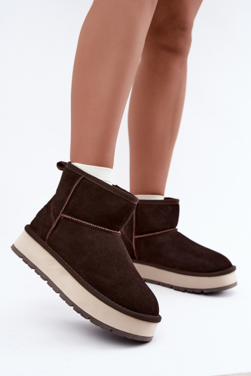 Bottes de neige en simili daim avec fourrure à l'intérieur Big Star UU274693 CzekoladoĮe