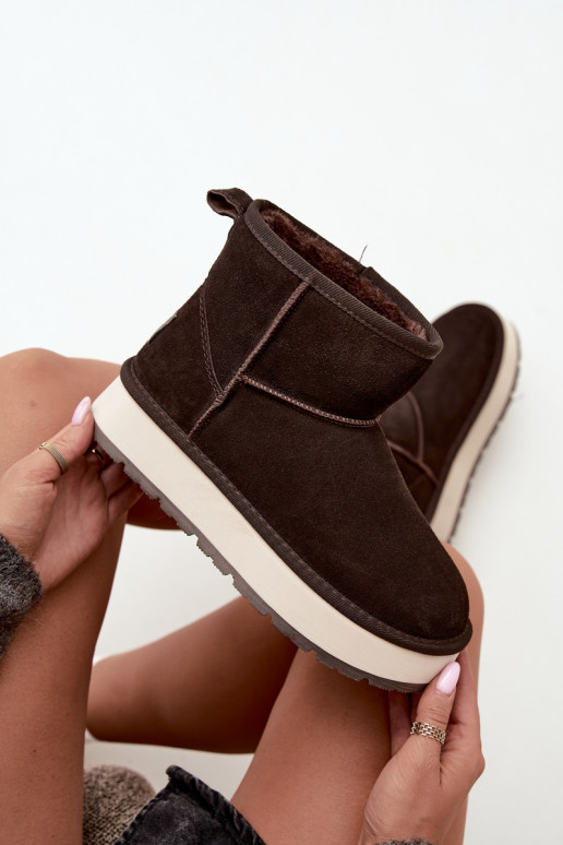 Bottes de neige en simili daim avec fourrure à l'intérieur Big Star UU274693 CzekoladoĮe