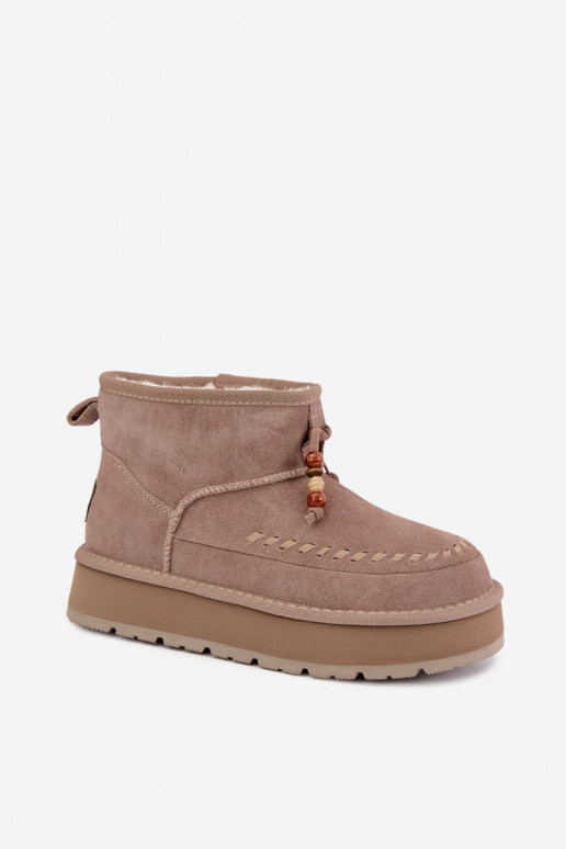 Bottes de neige en simili daim couleur sable Big Star UU274679