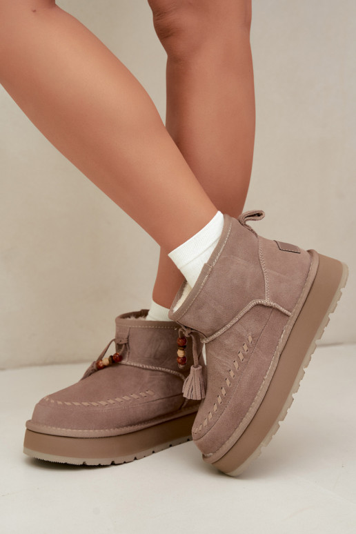 Bottes de neige en simili daim couleur sable Big Star UU274679
