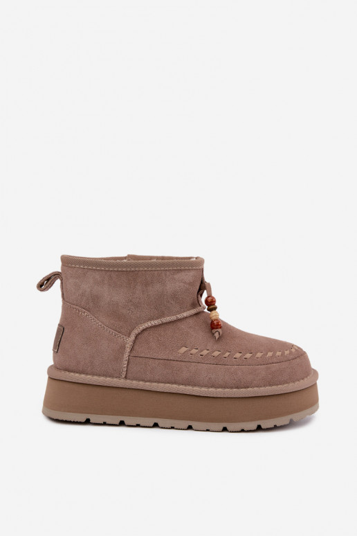 Bottes de neige en simili daim couleur sable Big Star UU274679
