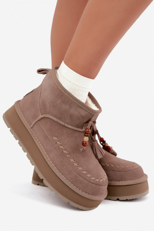 Bottes de neige en simili daim couleur sable Big Star UU274679