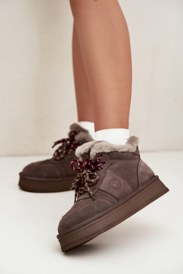 Bottes de neige pour femmes en daim synthétique avec lacets Big Star UU274313 couleur marron 2