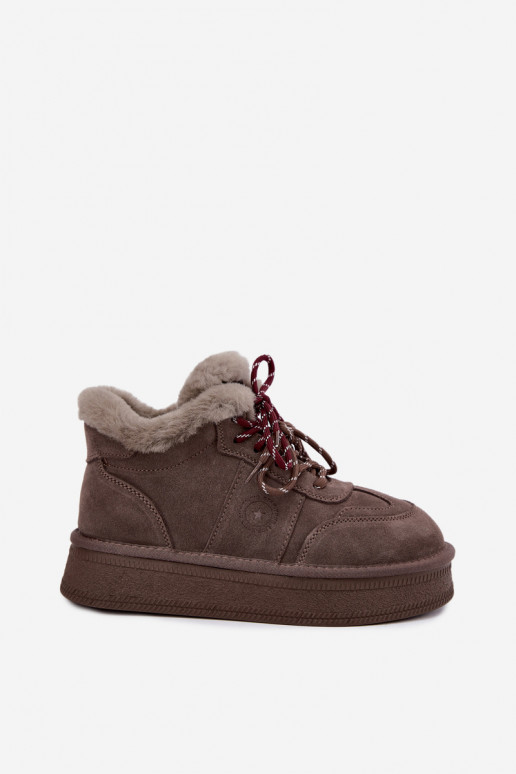 Bottes de neige pour femmes en daim synthétique avec lacets Big Star UU274313 couleur marron