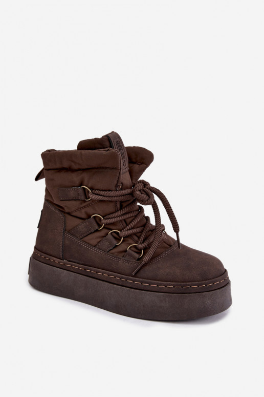 Bottes d'hiver à lacets avec plateforme Big Star UU274191 couleur chocolat
