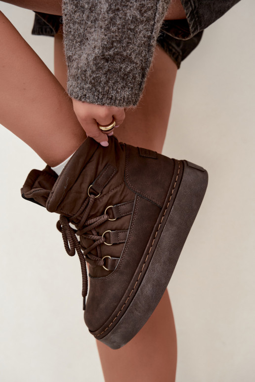 Bottes d'hiver à lacets avec plateforme Big Star UU274191 couleur chocolat