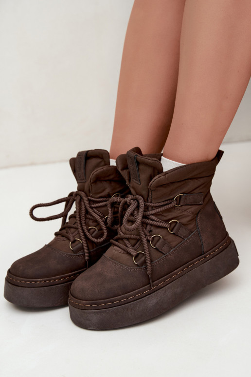 Bottes d'hiver à lacets avec plateforme Big Star UU274191 couleur chocolat