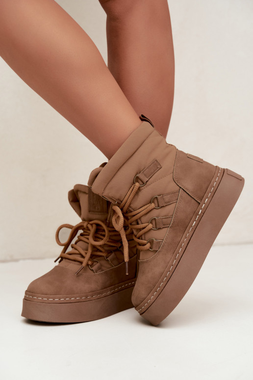 Bottes d'hiver à lacets avec plateforme Big Star UU274190 couleur marron