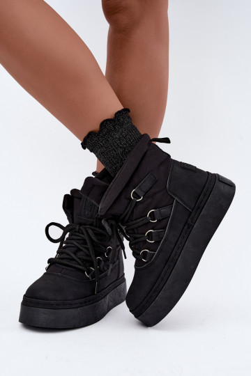 Bottes d'hiver à lacets avec plateforme Big Star UU274189 couleur noire 2