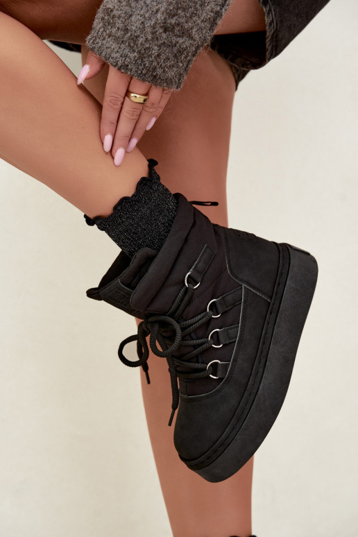 Bottes d'hiver à lacets avec plateforme Big Star UU274189 couleur noire