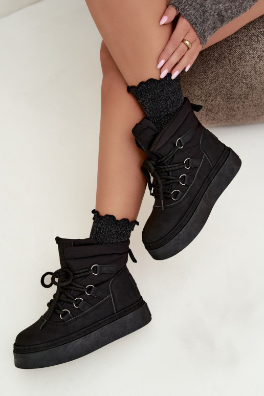Bottes d'hiver à lacets avec plateforme Big Star UU274189 couleur noire