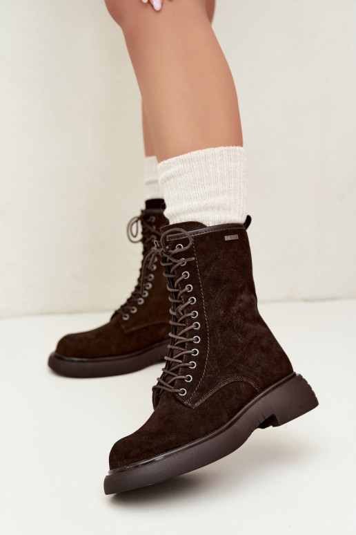 Bottines de travail isolées en daim synthétique Big Star UU274612 couleur chocolat