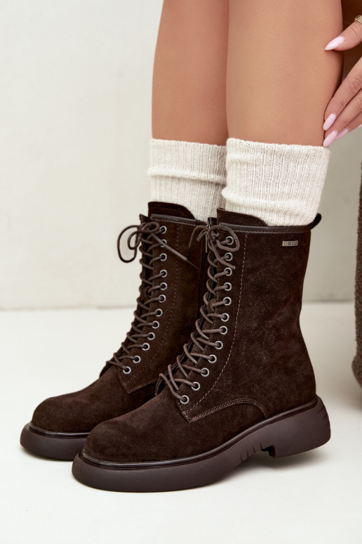 Bottines de travail isolées en daim synthétique Big Star UU274612 couleur chocolat