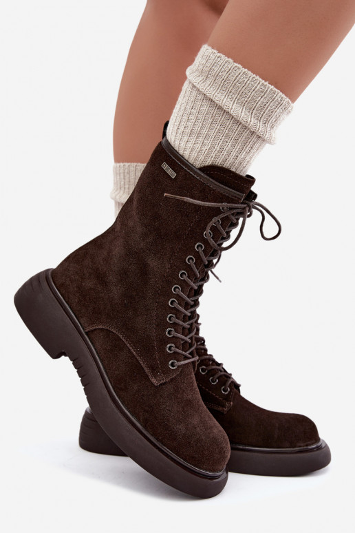 Bottines de travail isolées en daim synthétique Big Star UU274612 couleur chocolat