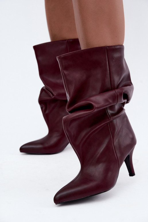 Bottines slouchy à talons en bordeaux Gelra