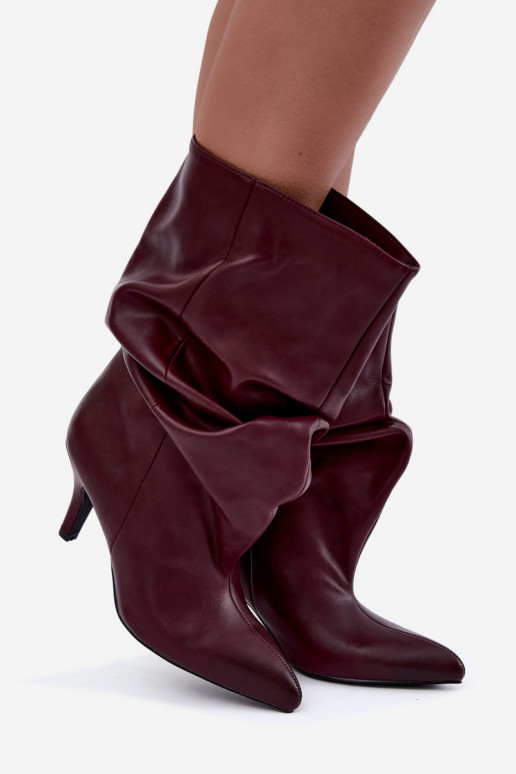 Bottines slouchy à talons en bordeaux Gelra