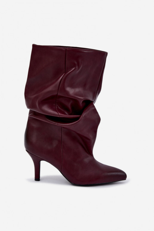 Bottines slouchy à talons en bordeaux Gelra