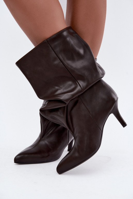 Un modèle convaincant Bottes pour femmes Typu Slouchy avec des talons CzekoladoÀe Gelra