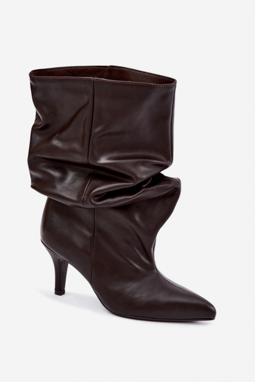 Un modèle convaincant Bottes pour femmes Typu Slouchy avec des talons CzekoladoÀe Gelra