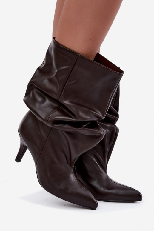 Un modèle convaincant Bottes pour femmes Typu Slouchy avec des talons CzekoladoÀe Gelra