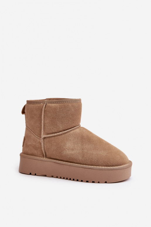 Bottes de neige en daim synthétique sur plateforme couleur sable Rianaella