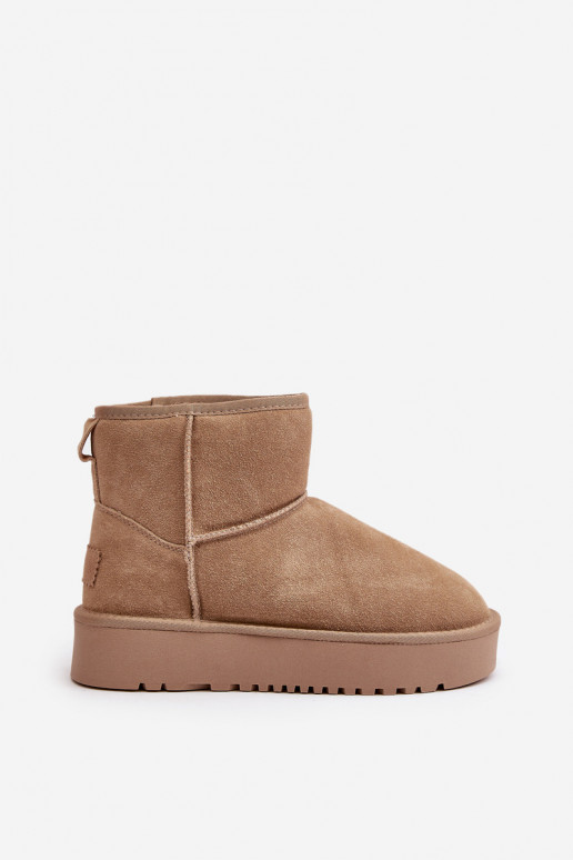 Bottes de neige en daim synthétique sur plateforme couleur sable Rianaella