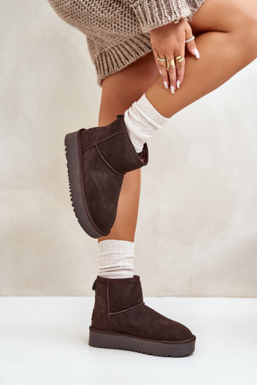 Bottes de neige en daim synthétique sur plateforme couleur marron Rianaella 2