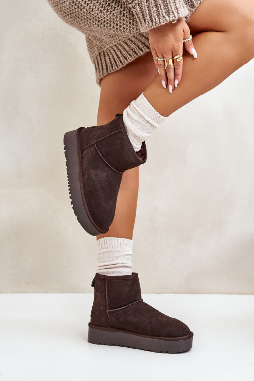 Bottes de neige en daim synthétique sur plateforme couleur marron Rianaella