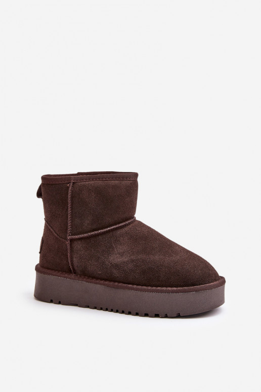 Bottes de neige en daim synthétique sur plateforme couleur marron Rianaella