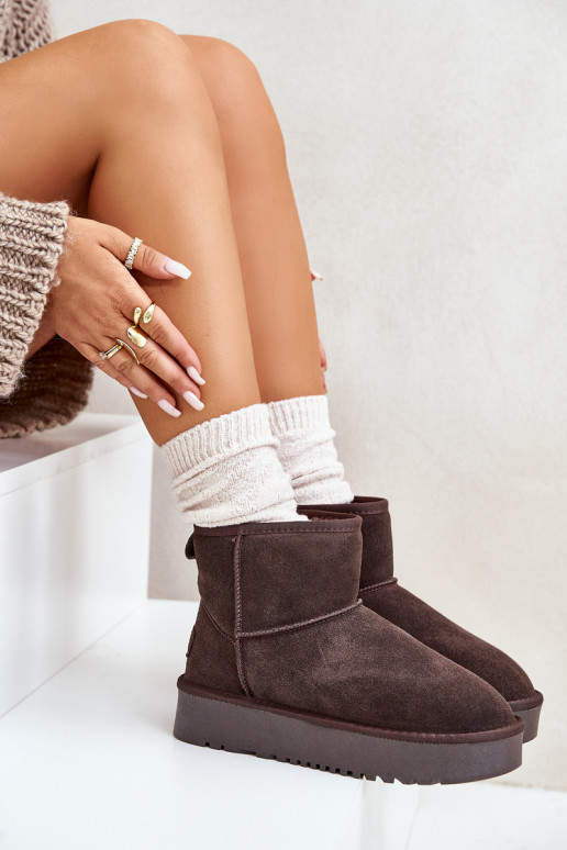 Bottes de neige en daim synthétique sur plateforme couleur marron Rianaella