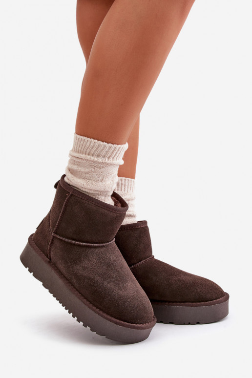 Bottes de neige en daim synthétique sur plateforme couleur marron Rianaella
