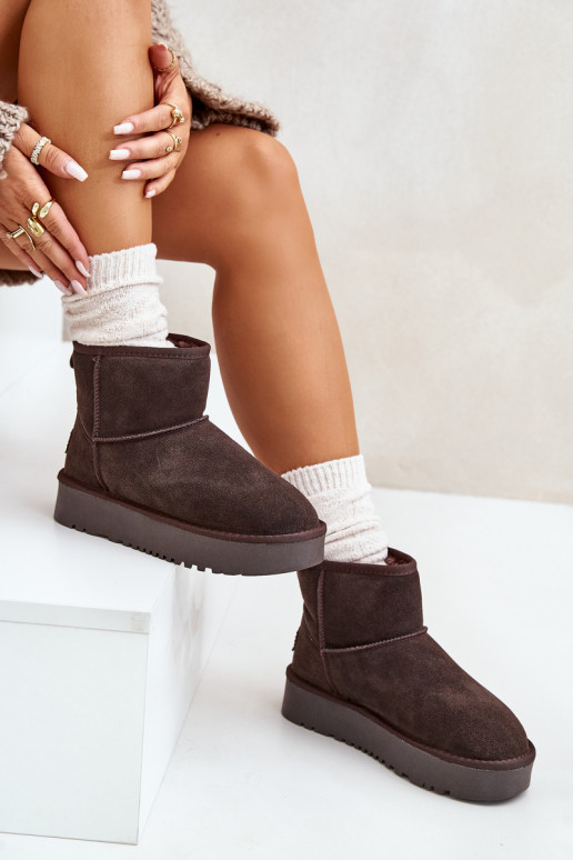 Bottes de neige en daim synthétique sur plateforme couleur marron Rianaella