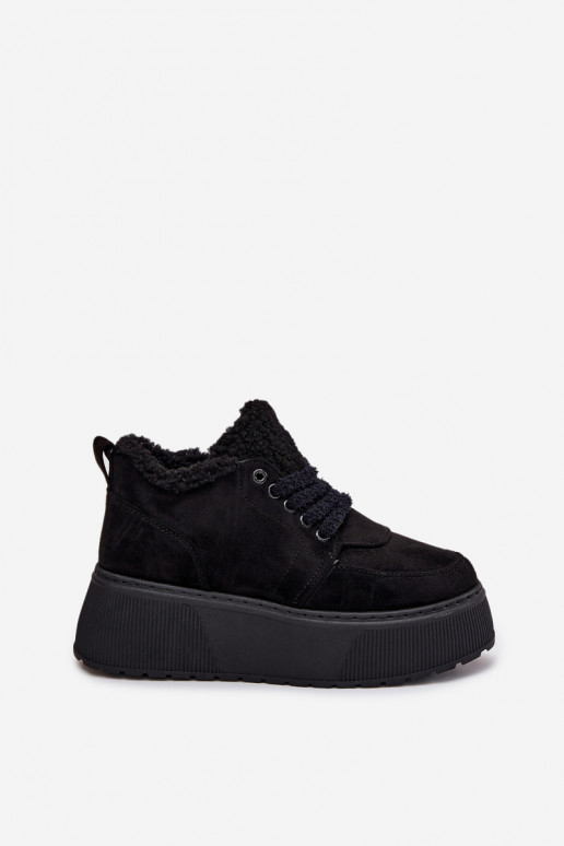 Bottes de neige pour femmes sur plateforme avec fourrure en noir Luma