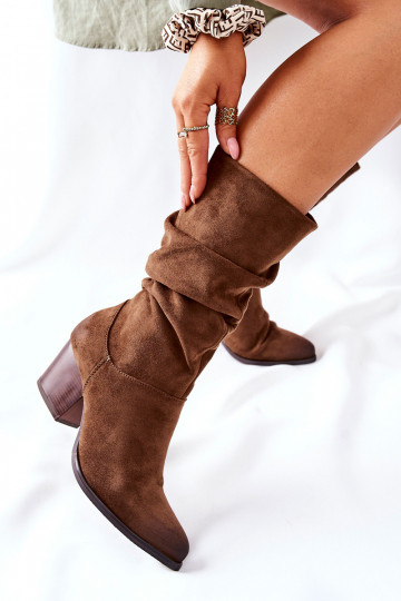 Bottes longues pour femmes en faux daim Vinceza marron 2