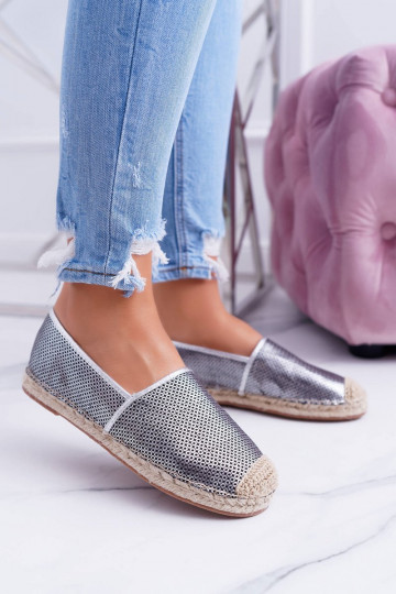 Lu Boo espadrilles en dentelle argentées Kimchi