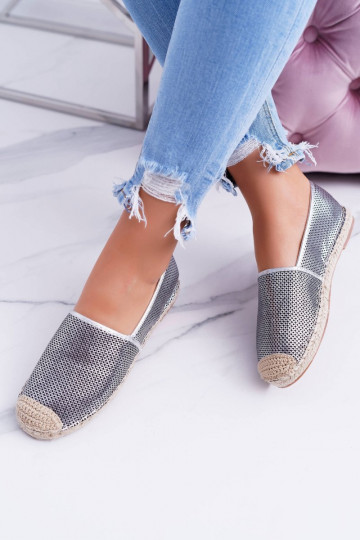 Lu Boo espadrilles en dentelle argentées Kimchi 2