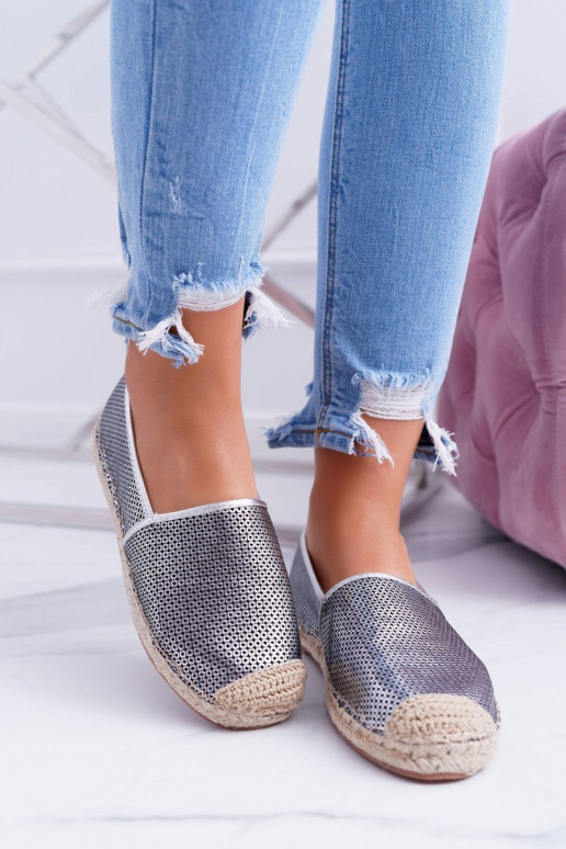 Lu Boo espadrilles en dentelle argentées Kimchi