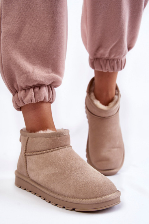 Bottes de neige basses pour femmes en daim synthétique de couleur ivoire Shelie