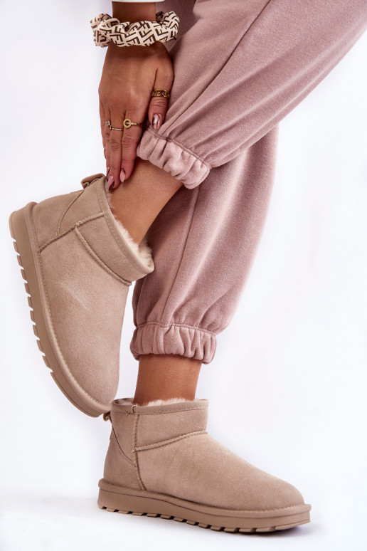 Bottes de neige basses pour femmes en daim synthétique de couleur ivoire Shelie