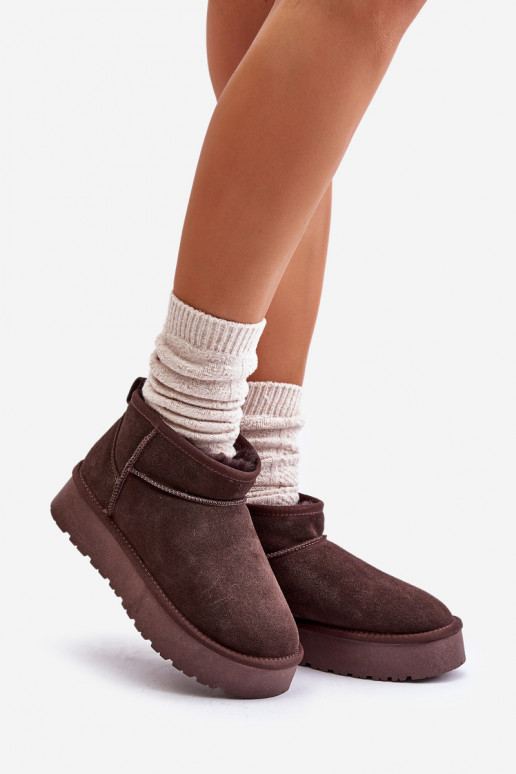 Bottes de neige basses pour femmes en daim synthétique de couleur marron Nucca