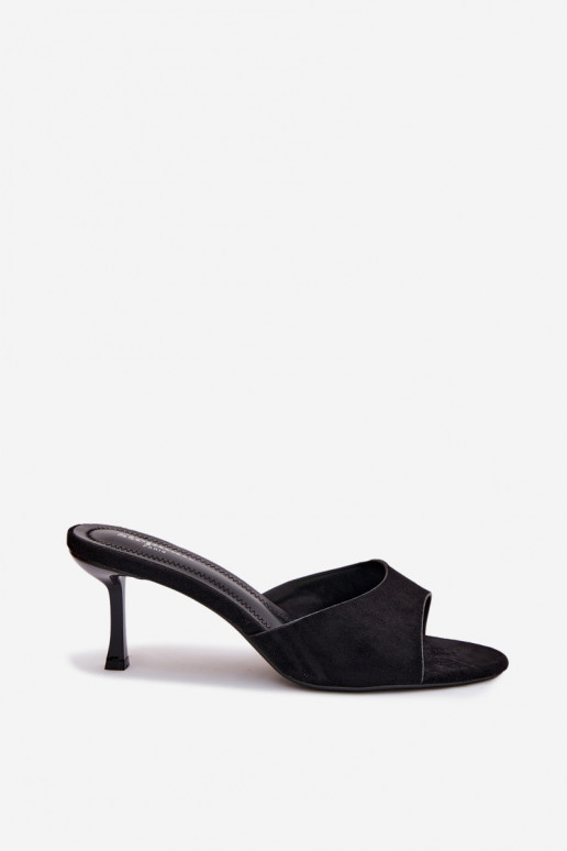 Chaussons en daim synthétique avec talons fins en noir Melissea