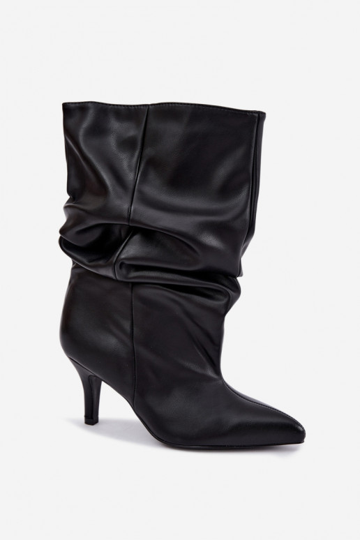 Bottines slouchy à talons en noir Gelra