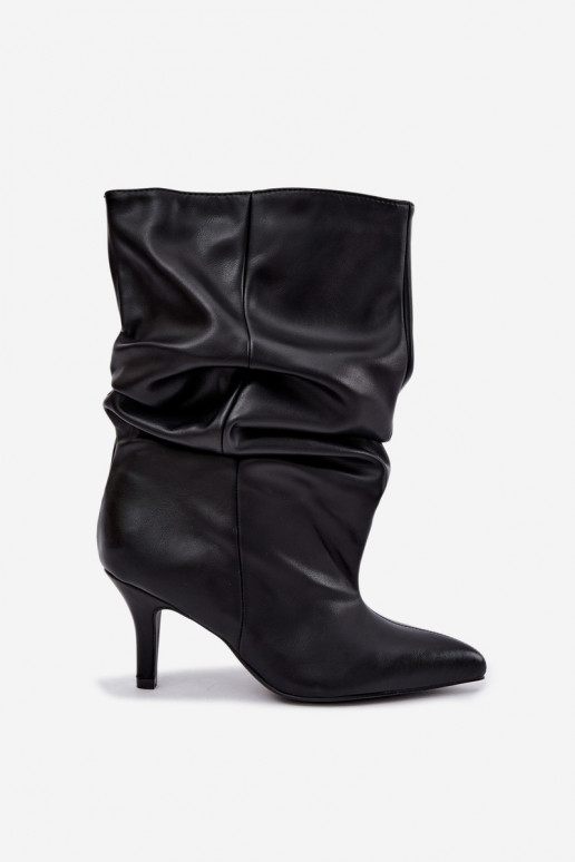 Bottines slouchy à talons en noir Gelra